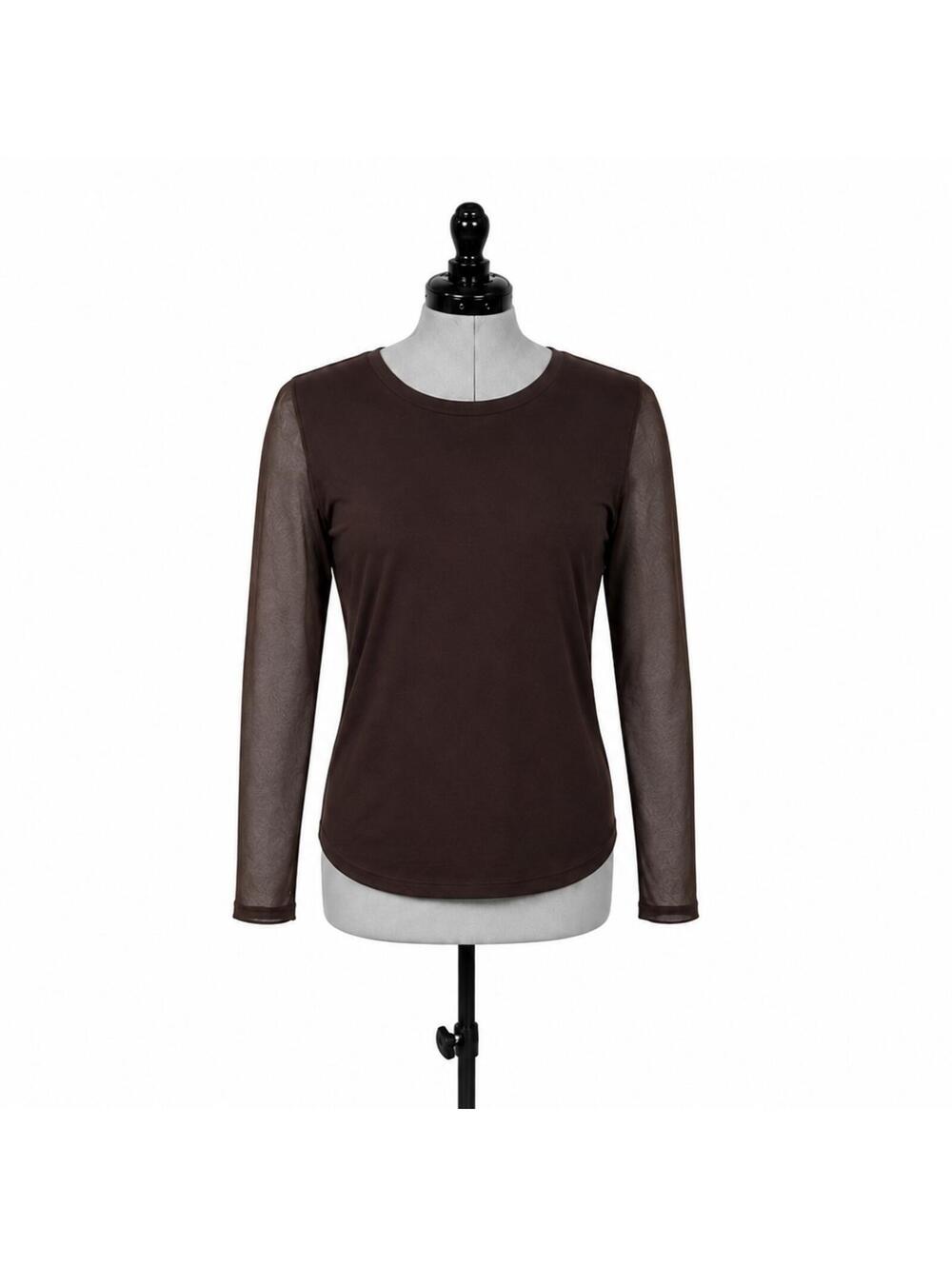 Sanctuary Brown Long Sleeve Mesh Top (XL)